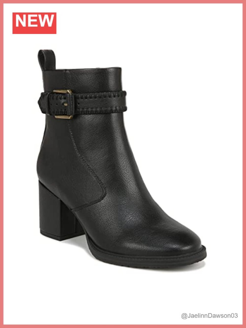Faux Leather Ankle Bootie with Western Stitching & Buckle Strap Comfort Casual